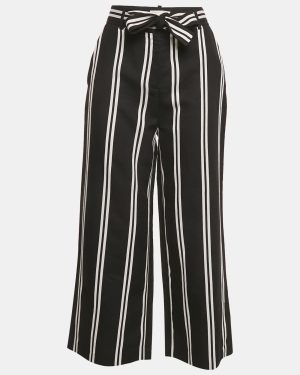 Maje Black Striped Gabardine Belted Wide-Leg Pants S