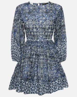 Maje Blue Printed Cotton Cut-Out Mini Dress S