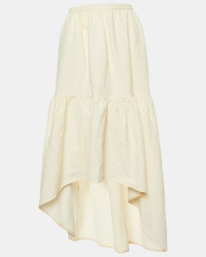 Maje Cream Textured Cotton Asymmetrical Skirt M