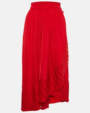 Maje Rouge Sateen Jonette Faux Wrap Midi Skirt M