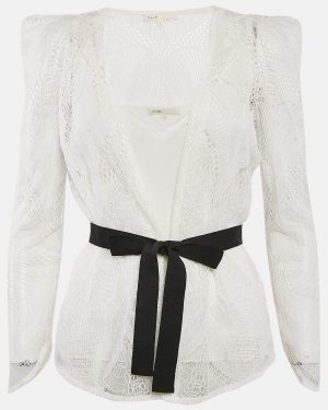 Maje White Lace Wrap-Up Top S