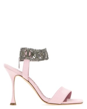 Manolo Blahnik Pastel Pink Suede Lierasan Sandals