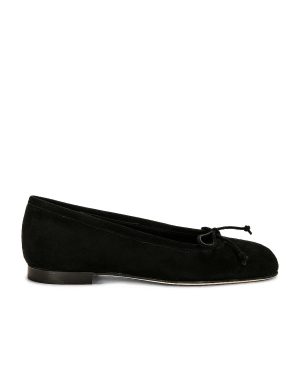 Manolo Blahnik Veralli Suede Ballet Flat in Black - Black. Size 36 (also in 36.5, 37).