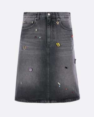 Marc Jacobs A-line Denim Skirt With Crystals