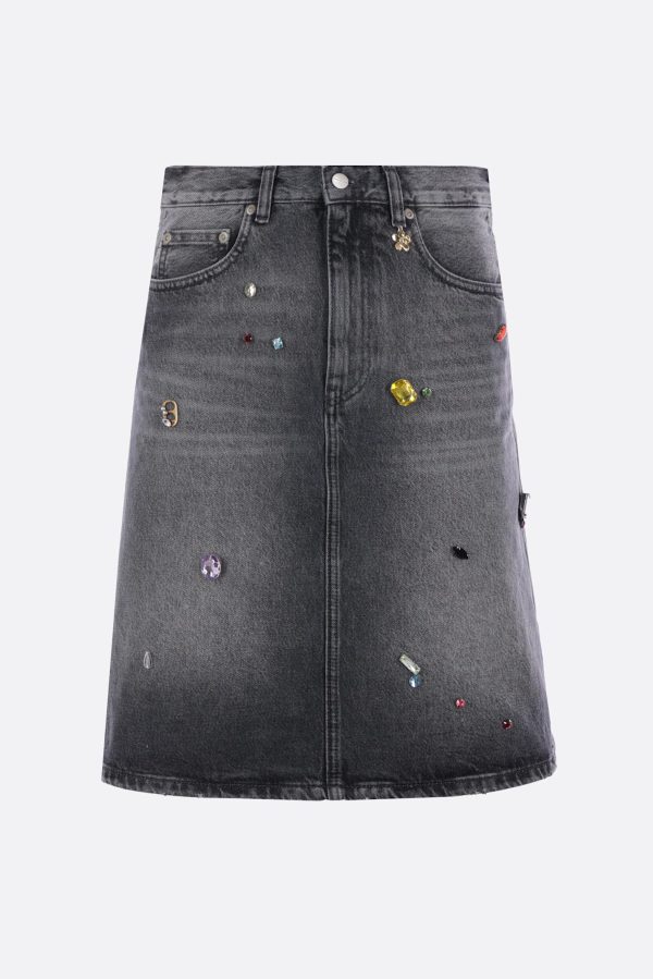 Marc Jacobs A-line Denim Skirt With Crystals