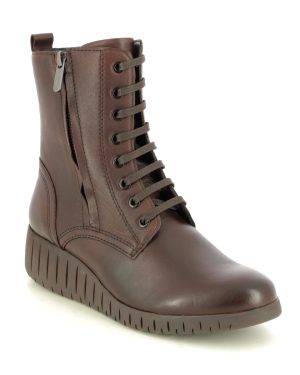 Marco Tozzi Ceraso Lace Brown leather Womens Wedge Boots 25235-29-362 in a Plain Leather in Size 40