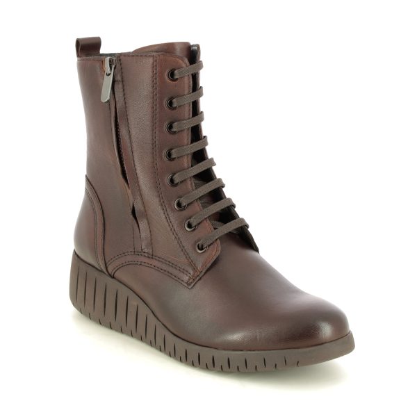 Marco Tozzi Ceraso Lace Brown leather Womens Wedge Boots 25235-29-362 in a Plain Leather in Size 40
