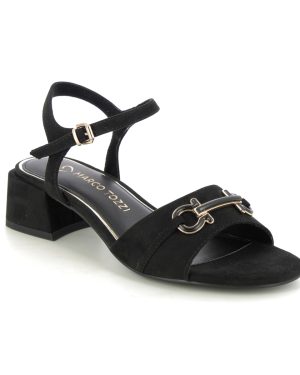 Marco Tozzi Hecho Black Womens Heeled Sandals 28202-42-001 in a Plain Textile in Size 40
