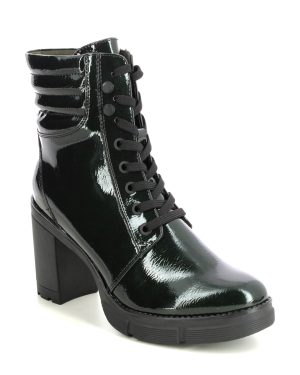Marco Tozzi Saga Lace Green Patent Womens Heeled Boots 25712-41-789 in a Plain Man-made in Size 39
