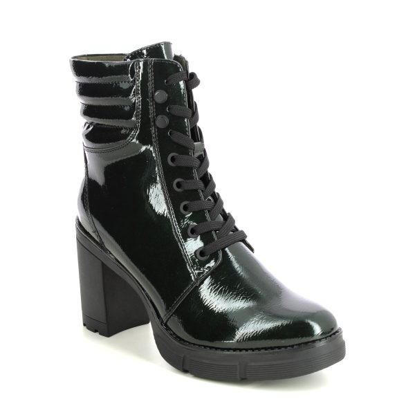 Marco Tozzi Saga Lace Green Patent Womens Heeled Boots 25712-41-789 in a Plain Man-made in Size 39