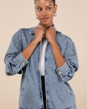 Marella Light Wash Oversized Denim Jacket