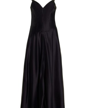 Marina Moscone - Satin Midi Swing Dress - Black - US 12 - Moda Operandi