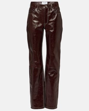Marine Serre Ombre high-rise leather straight pants