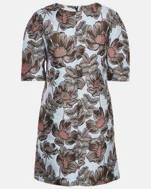 Marni Blue Floral Jacquard Shift Dress M