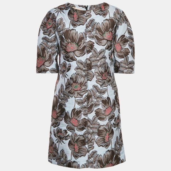 Marni Blue Floral Jacquard Shift Dress M