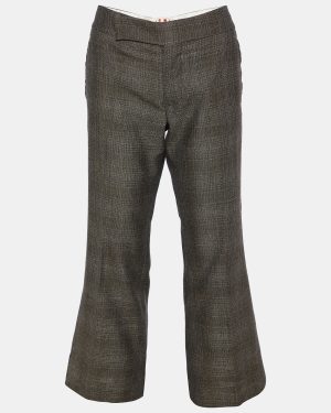 Marni Brown Patterned Wool & Silk Cropped Trousers S