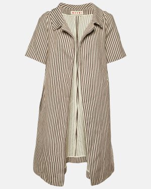 Marni Brown Textured Stripe Cotton Short Sleeve Coat L