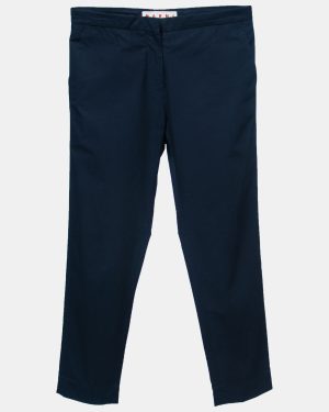 Marni Navy Blue Cotton Straight-Leg Trousers S