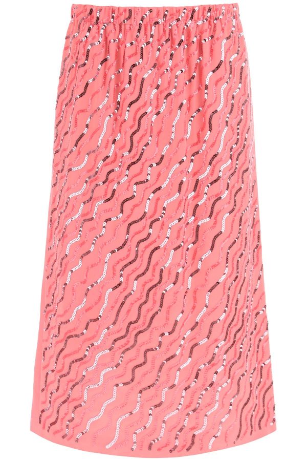 Marni Sequined Satin Midi Skirt