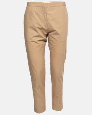 Marni Tan Cotton Straight-Leg Trousers M