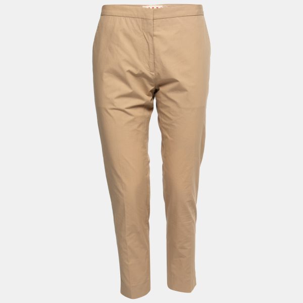 Marni Tan Cotton Straight-Leg Trousers M