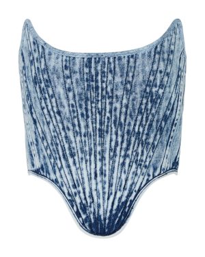 Marques' Almeida Acid-wash Denim Corset top - Blue - 8