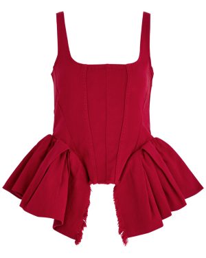 Marques' Almeida Flared Denim Corset top - Red - L (UK14 / L)
