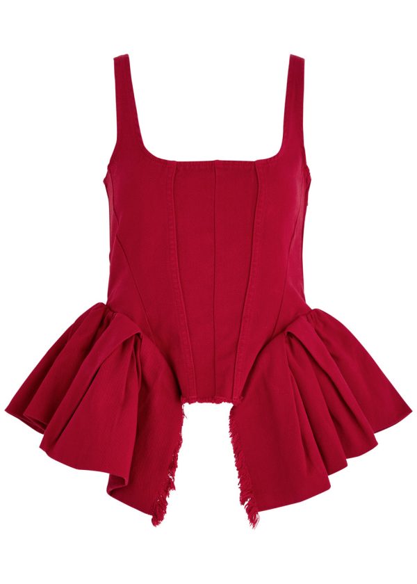 Marques' Almeida Flared Denim Corset top - Red - L (UK14 / L)