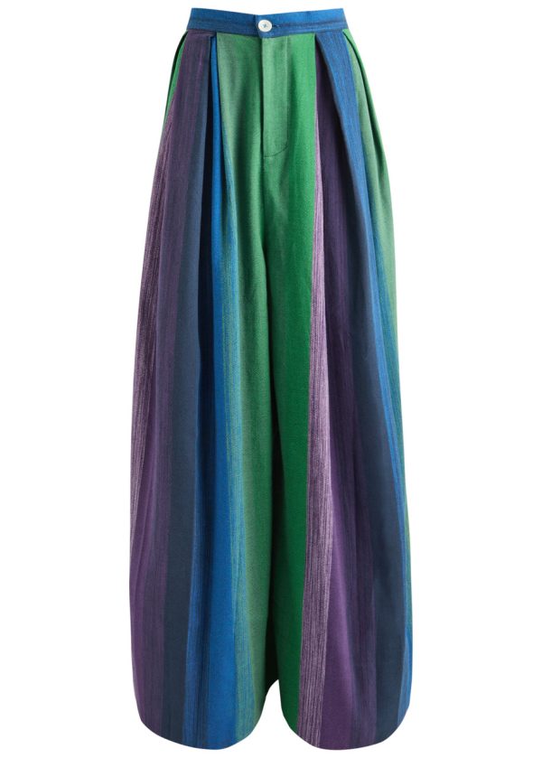 Marrakshi Striped-jacquard Wide-leg Cotton Trousers - Multicoloured 1 - S (UK8-10 / S)