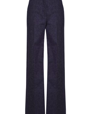 Martin Grant - Pleated Cotton-Hemp Straight-Leg Pants - Blue - FR 40 - Moda Operandi