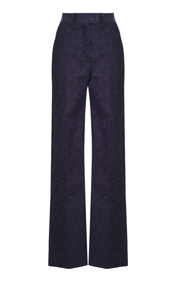 Martin Grant - Pleated Cotton-Hemp Straight-Leg Pants - Blue - FR 40 - Moda Operandi