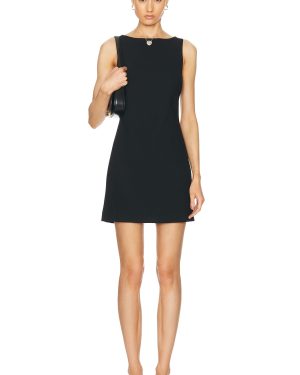 Matteau Crepe Mini Shift Dress in Black - Black. Size 1 (also in 2, 3, 4).