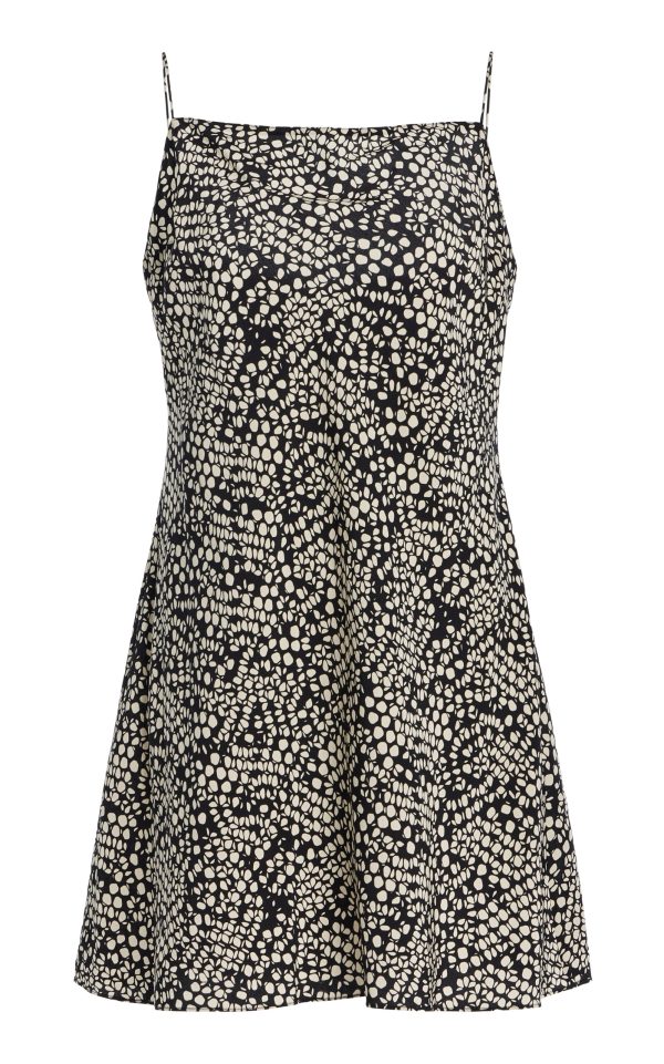 Matteau - Exclusive Square Silk Mini Slip Dress - Black/white - 5 - Moda Operandi