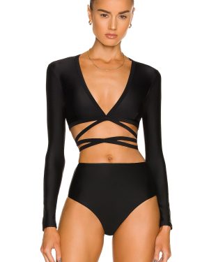 Matteau Wrap Sun Top in Black - Black. Size 1 (also in ).