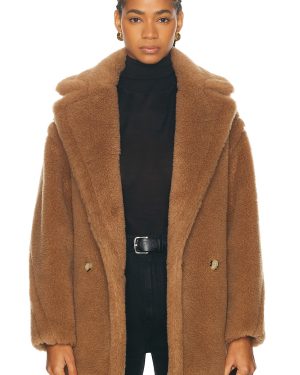 Max Mara Dramma Short Coat in Camel - Tan. Size M (also in ).