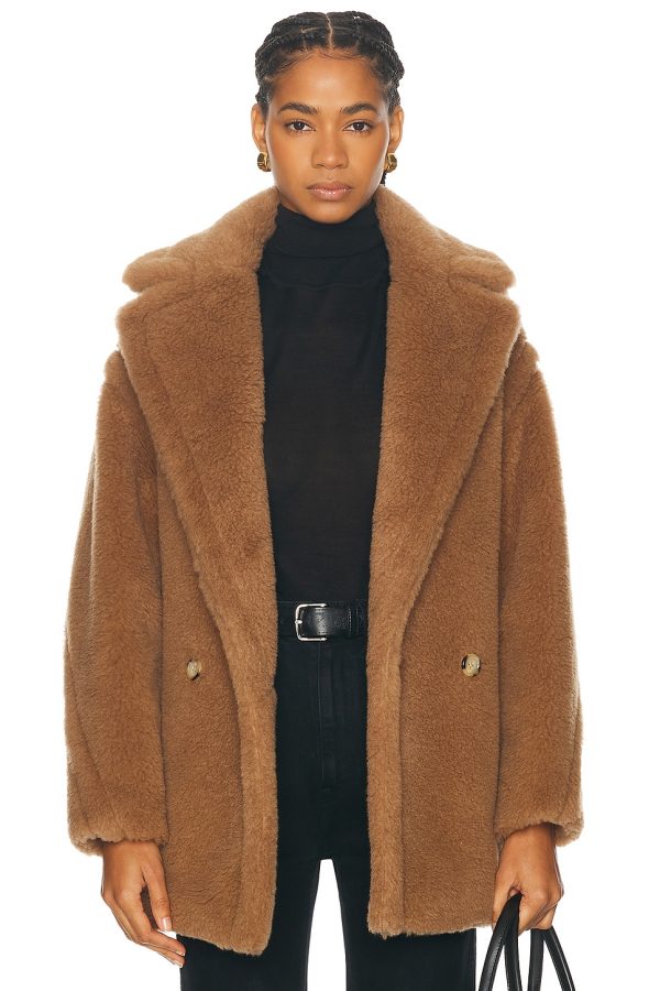 Max Mara Dramma Short Coat in Camel - Tan. Size M (also in ).