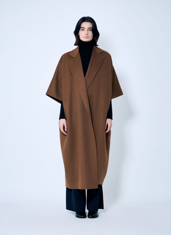 Max Mara Draped Cape Coat - Woman Coats Brown Xs