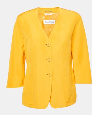 Max Mara Orange Linen & Silk Single Breasted Blazer M