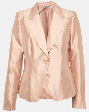 Max Mara Pink Cotton Blend Single Breasted Blazer XL