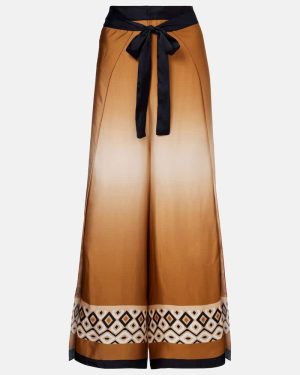 Max Mara Printed satin cropped wide-leg pants