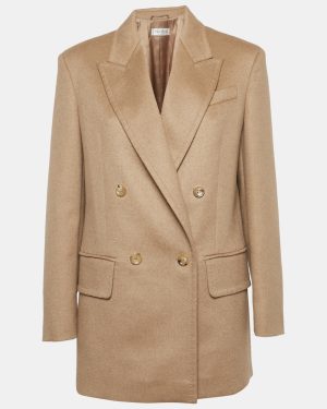 Max Mara Sfilata Beige Camel Felt Double Breasted Blazer M