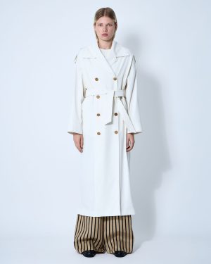 Max Mara Water-repellent Garbardine Trench Coach - Woman Coats White It - 36
