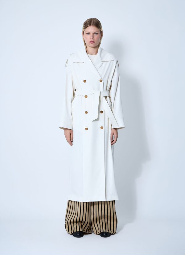 Max Mara Water-repellent Garbardine Trench Coach - Woman Coats White It - 36