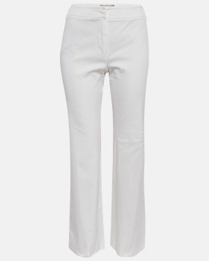 Max Mara White Cotton Straight-Leg Trousers M