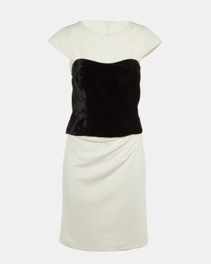 Max Mara White/Black Jersey and Velvet Corset Dress Set