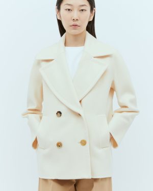 Max Mara Wool And Cashmere Pea Coat - Woman Jackets Cream It - 40