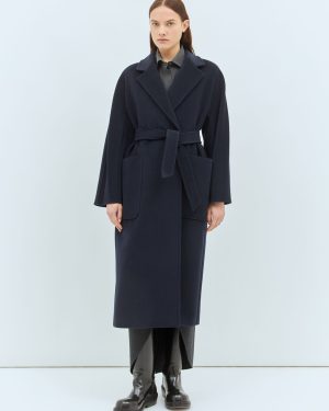 Max Mara Wool And Cashmere Robe Coat - Woman Coats Blue It - 40