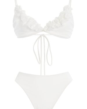 Maygel Coronel - Krassi Ruffled Bikini Set - White - OS - Moda Operandi