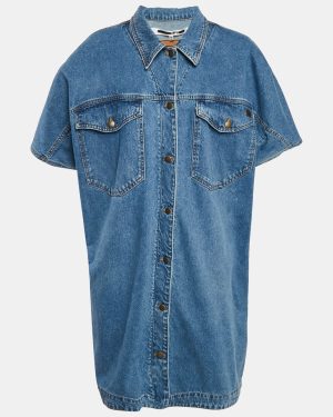 McQ by Alexander McQueen Blue Washed Denim Shirt Dress L