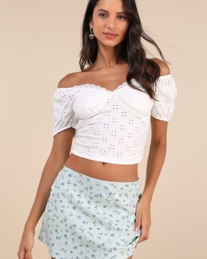 Mckenna Mint Green Floral Low-Rise Micro Mini Skirt